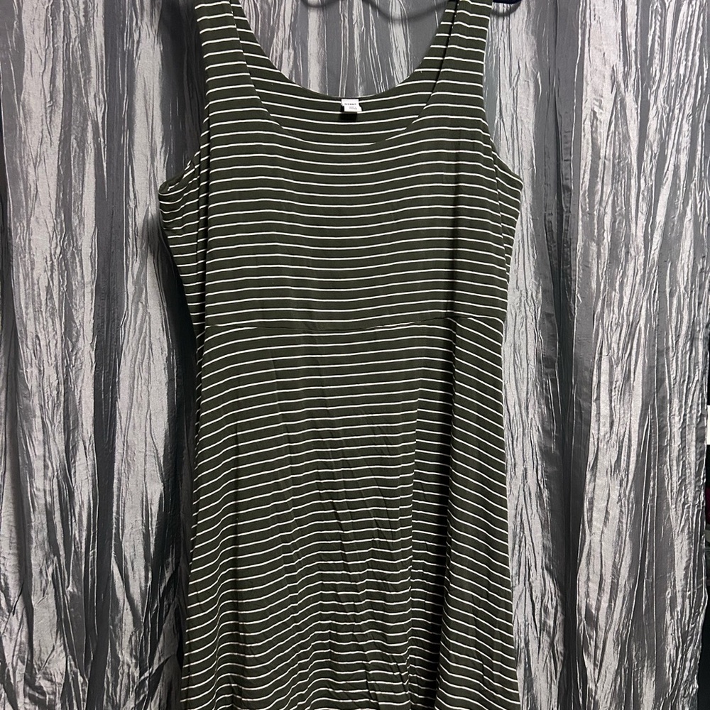 Old Navy Green and White Strapless Dress